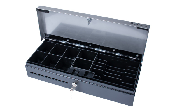 Денежный ящик POScenter 460KS 460x170x100, распайка Shtrih 24V, EPSON (Атол), черный с нерж. крышкой, 3.0 м кабель